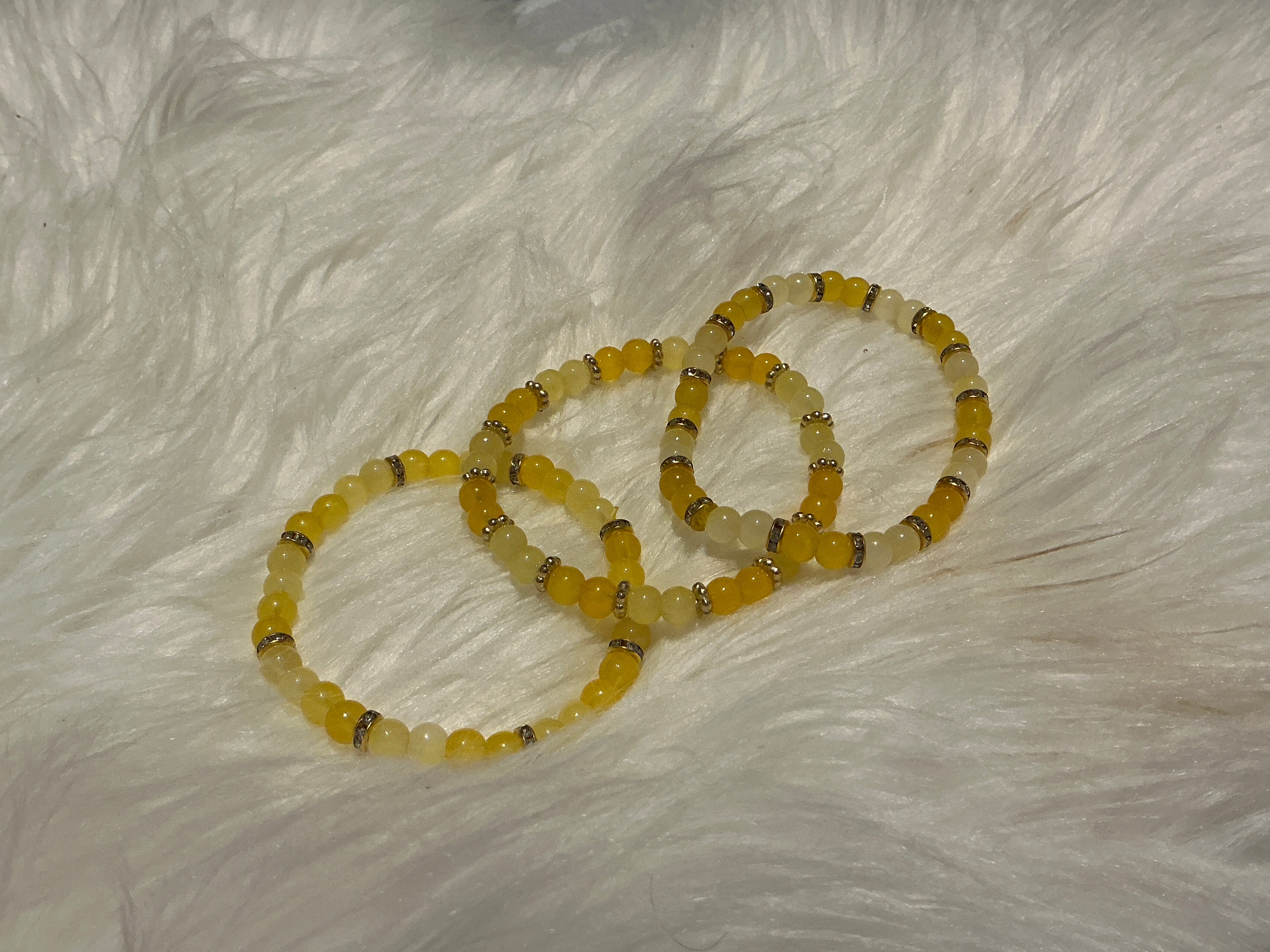 Yellow glass beaded bracelets