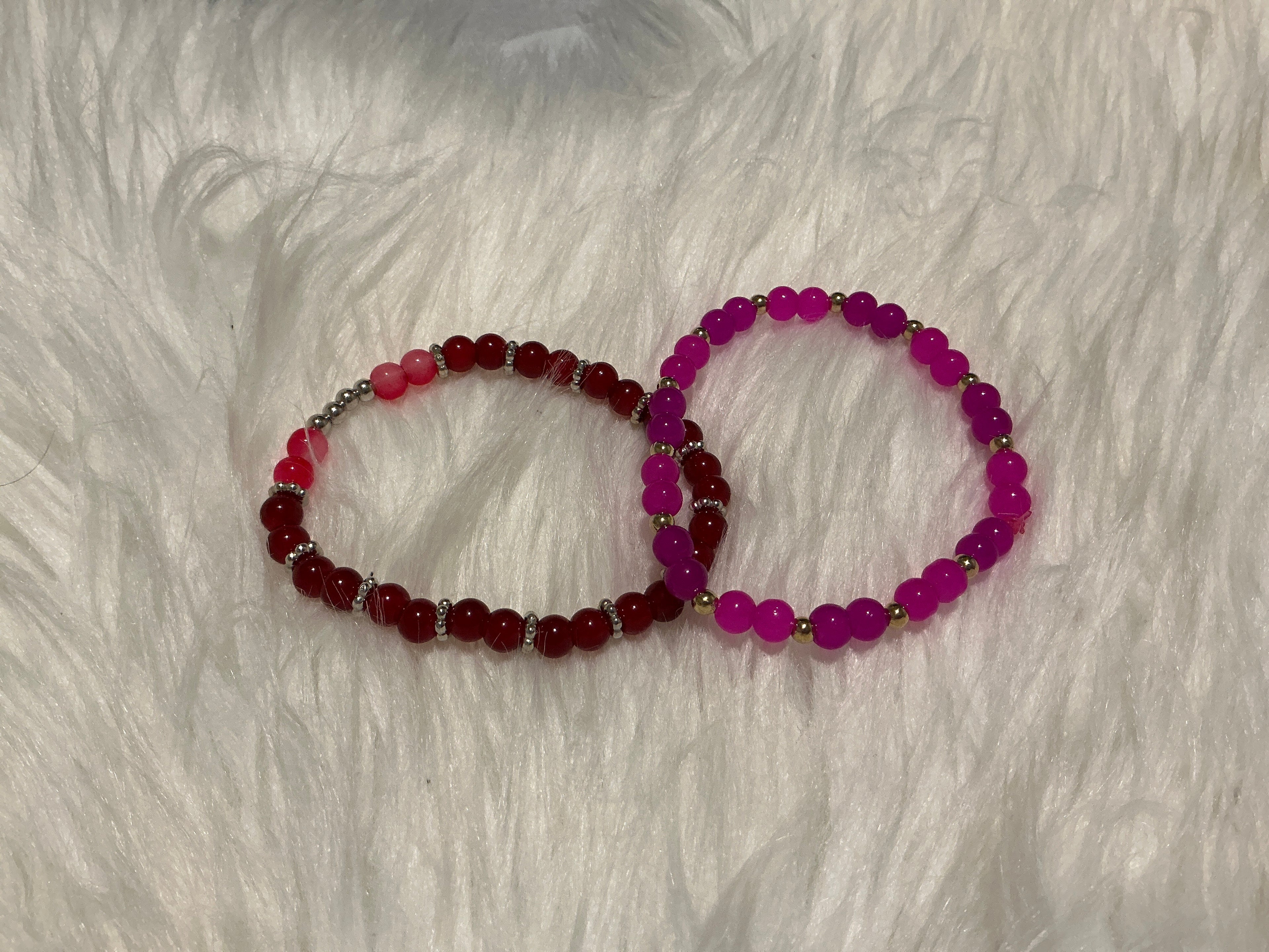 Blood red and purple pink bracelets