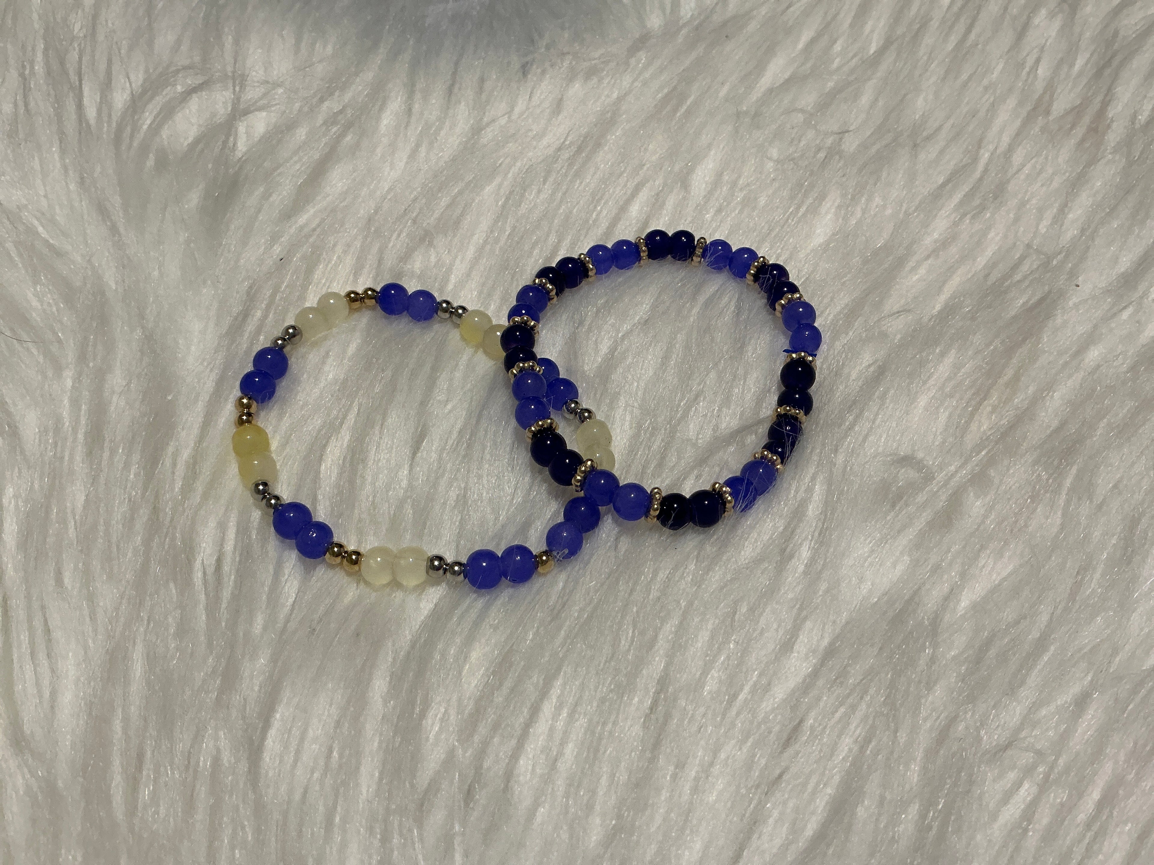 Blue purple beaded bracelet